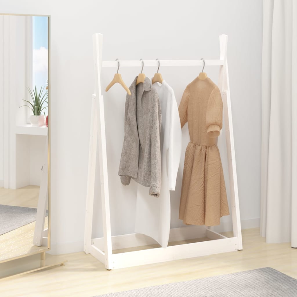 vidaXL Suporte para roupas 100x45x150 cm madeira pinho maciça branco