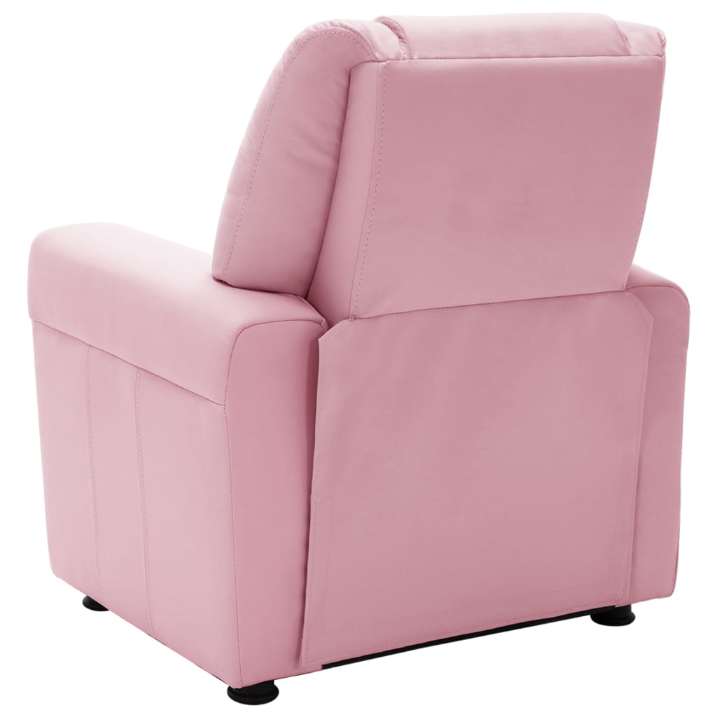 vidaXL Poltrona reclinável infantil couro artificial rosa