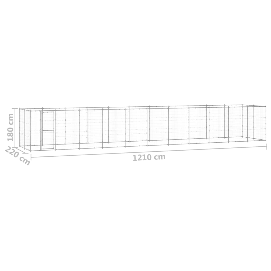 vidaXL Canil de exterior 26,62 m² aço galvanizado