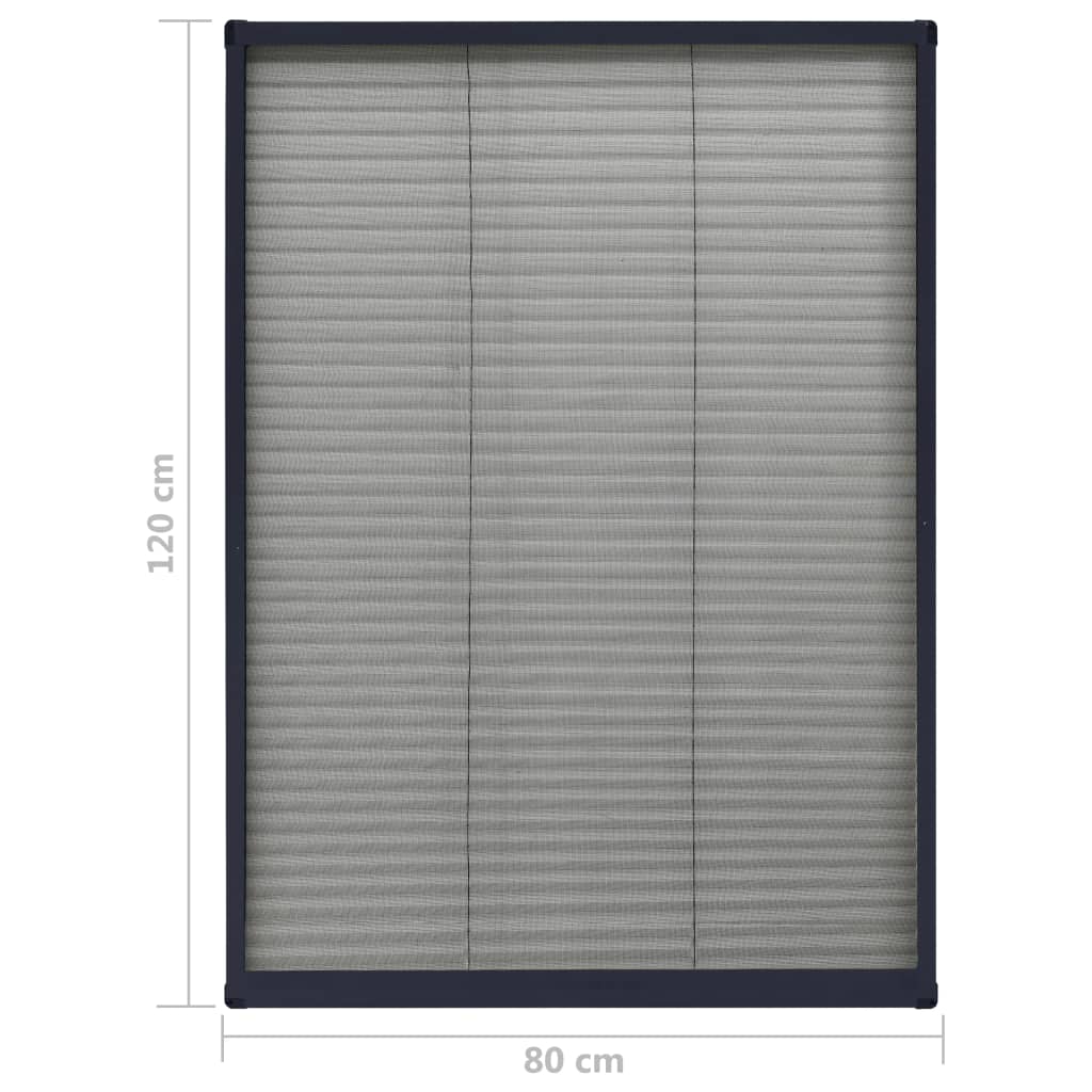 vidaXL Tela anti-insetos plissada janelas 80x120cm alumínio antracite