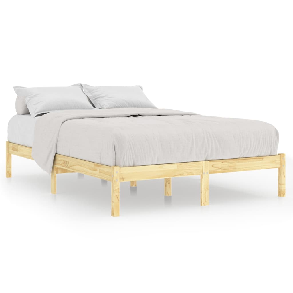vidaXL Estrutura de cama casal 135x190 cm madeira maciça
