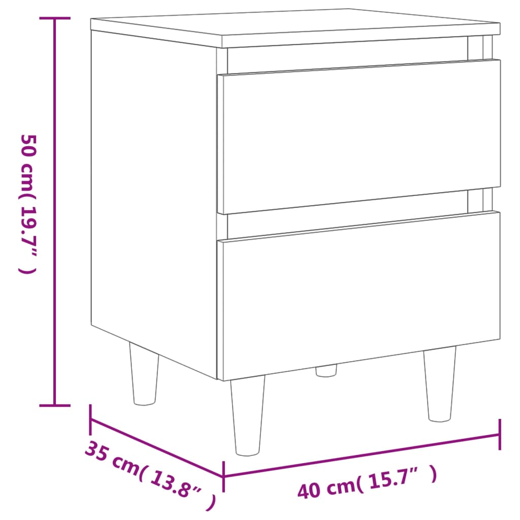 vidaXL Mesa de cabeceira c/ pernas de pinho 40x35x50 cm cinza cimento