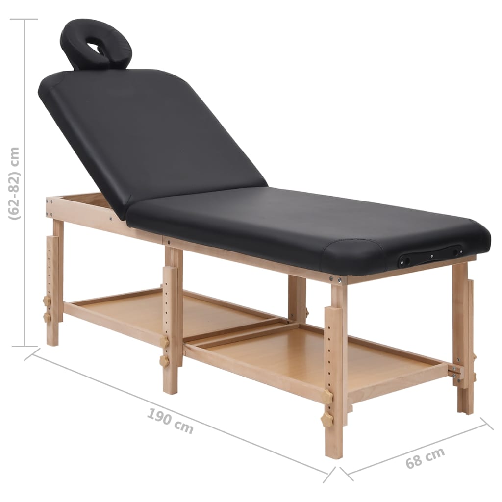 vidaXL Mesa de massagens com 2 zonas couro artificial preto