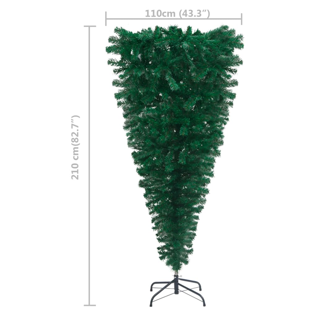 vidaXL Árvore de Natal artificial invertida com luzes LED/bolas 210 cm