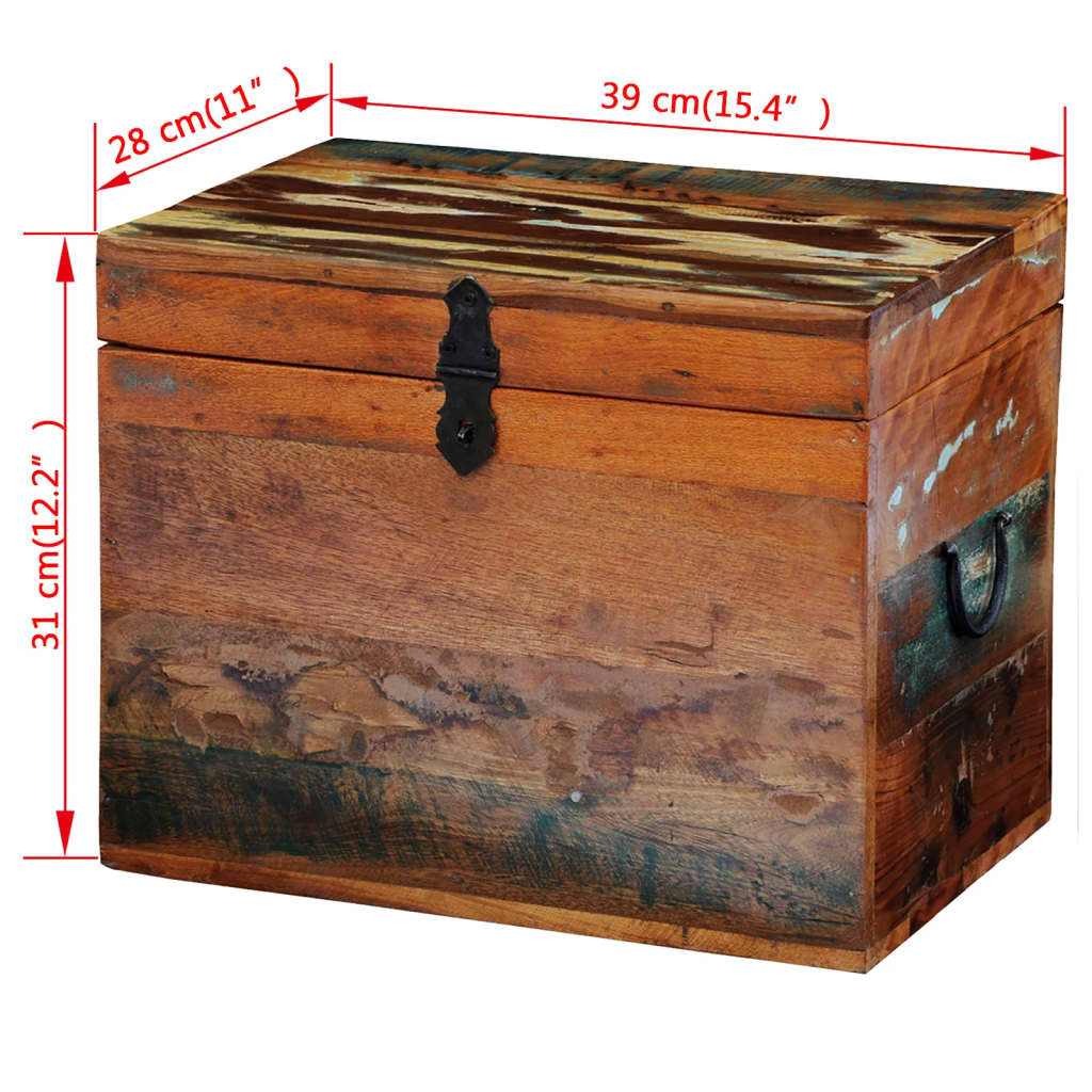 vidaXL Caixa de arrumação em madeira reciclada maciça