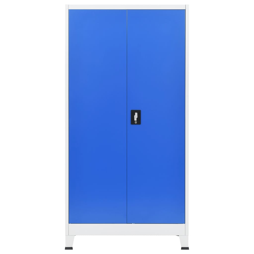 vidaXL Armário de escritório 90x40x180 cm metal cinzento e azul