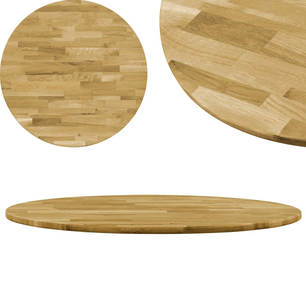 vidaXL Tampo de mesa madeira de carvalho maciça redondo 23 mm 400 mm