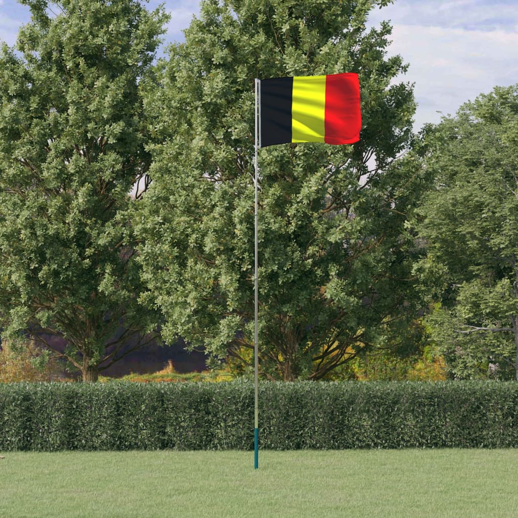 vidaXL Bandeira da Bélgica e mastro 5,55 m alumínio
