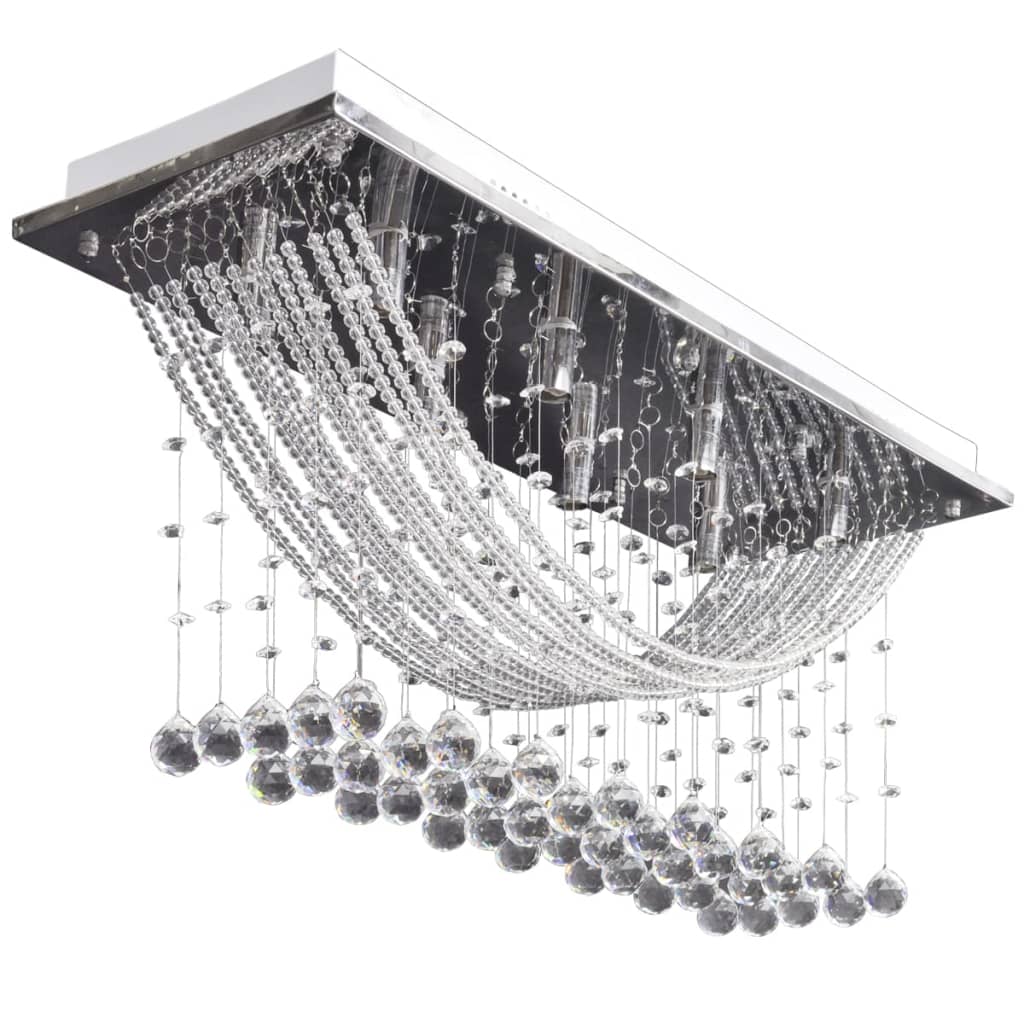 Lâmpada de teto + missangas cristal brilhantes, 8 x G9, 29 cm branco