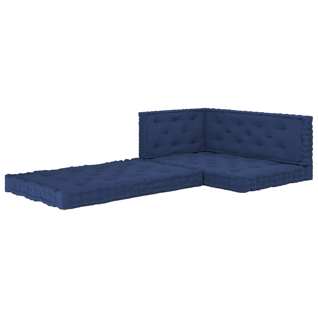 vidaXL Almofadões p/ sofá de paletes 4 pcs algodão azul-marinho claro