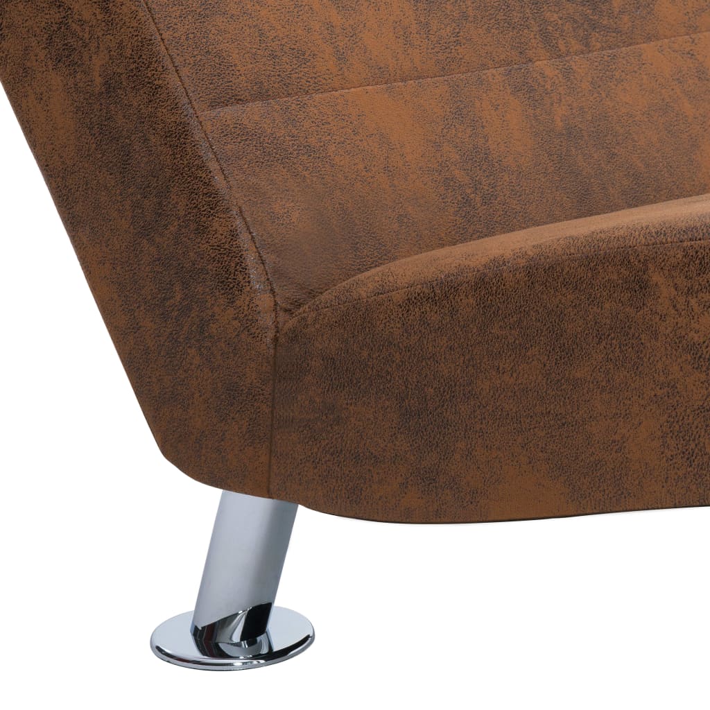 vidaXL Chaise longue com almofada camurça artificial castanho