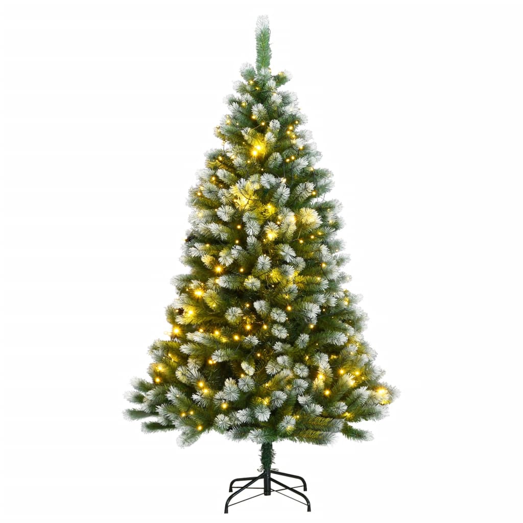 vidaXL Árvore de Natal artificial articulada c/ 150 LEDs e neve 150 cm