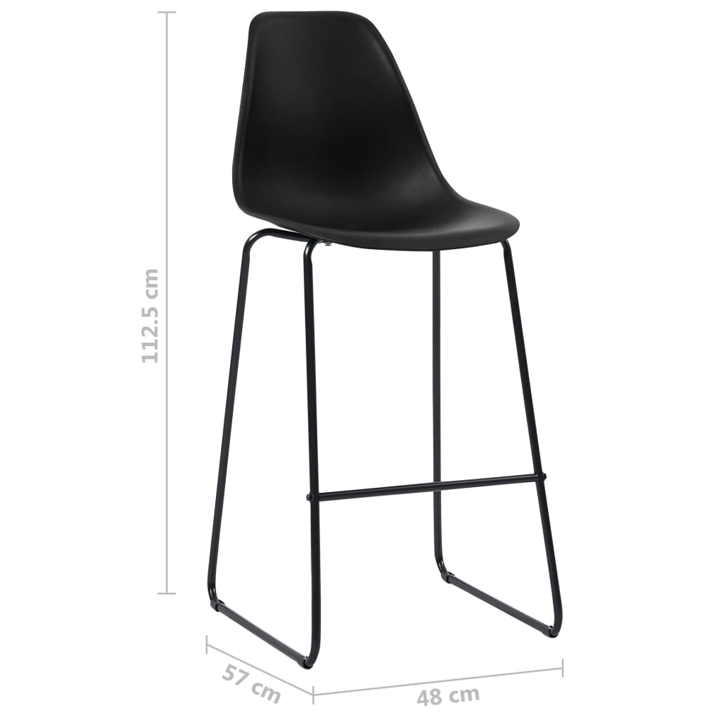vidaXL Cadeiras de bar 2 pcs plástico preto