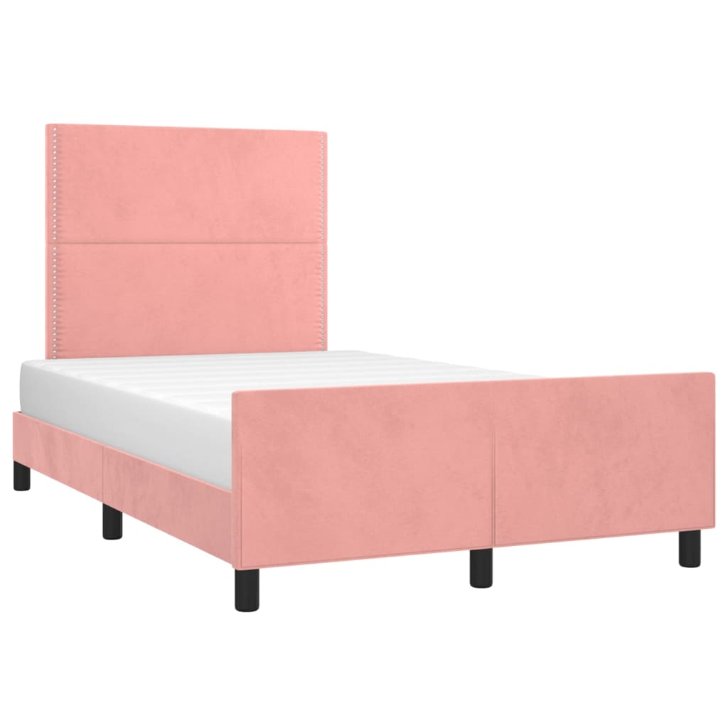 vidaXL Estrutura de cama c/ cabeceira 120x200 cm veludo rosa