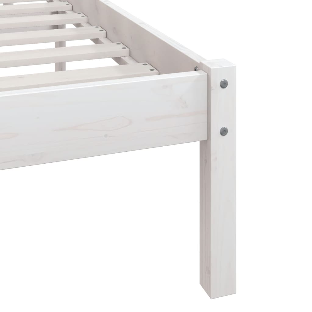 vidaXL Estrutura de cama casal 135x190 cm pinho maciço branco