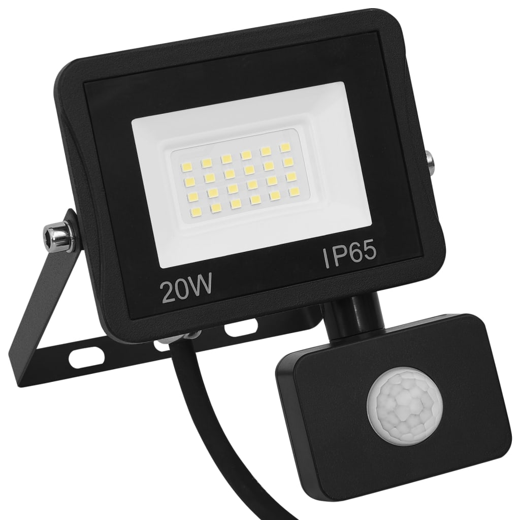 vidaXL Projetor c/ iluminação LED e sensor 20 W branco quente