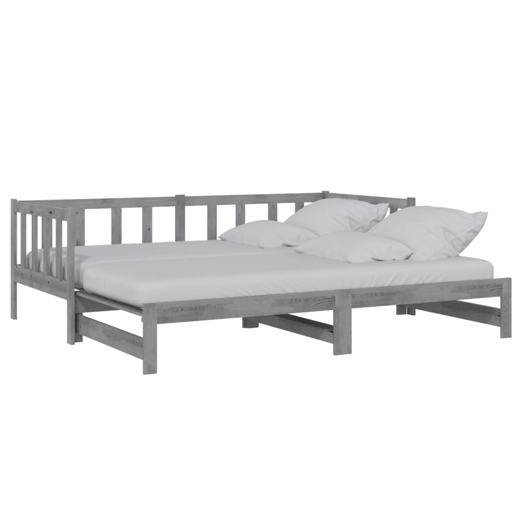 vidaXL Estrutura sofá-cama de puxar 2x(90x200)cm pinho maciço cinzento