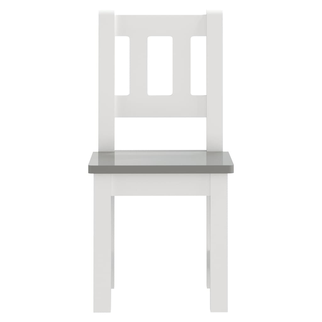 vidaXL 3 pcs conjunto mesa e cadeiras infantil MDF branco e cinzento