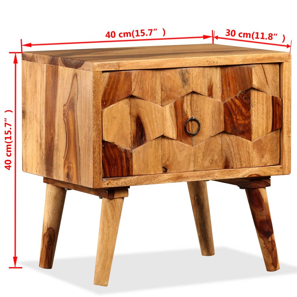 vidaXL Mesa de cabeceira com 1 gaveta madeira de sheesham maciça