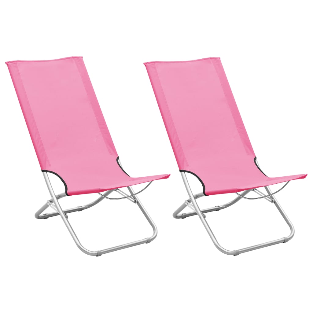 vidaXL Cadeiras de praia dobráveis 2 pcs tecido rosa