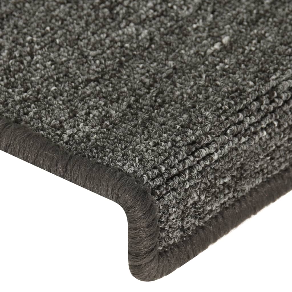 vidaXL Tapete/carpete para degraus 15 pcs 65x21x4 cm cinzento e preto