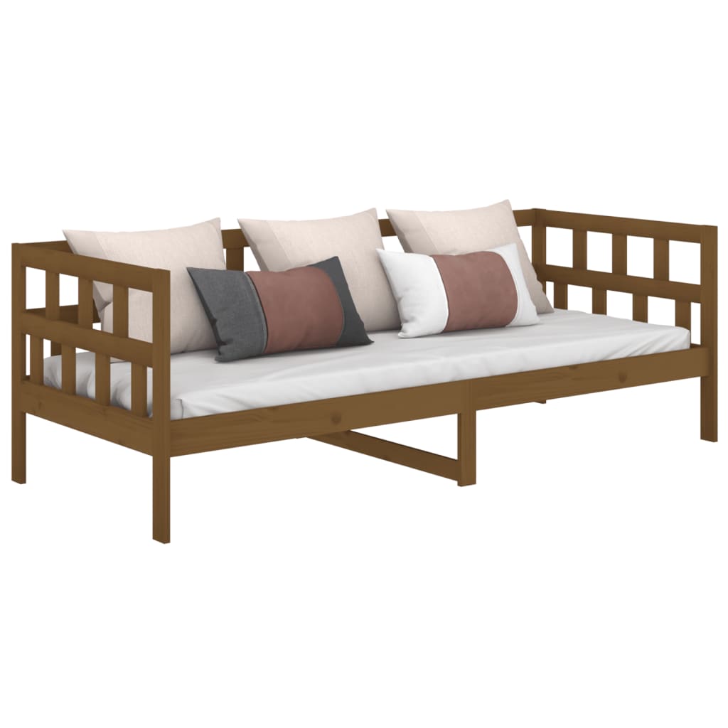 vidaXL Sofá-cama 90x200 cm madeira de pinho maciça castanho-mel