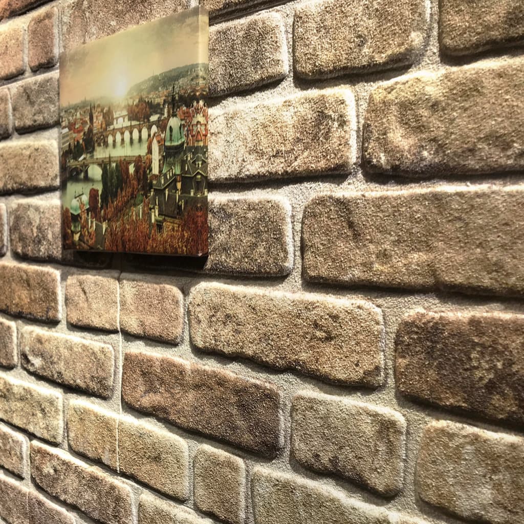 vidaXL Painéis de parede 3D design tijolos cor areia-escuro 10 pcs EPS