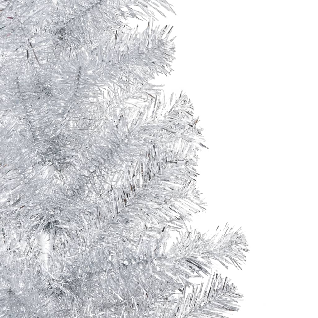 vidaXL Árvore de Natal artificial pré-iluminada + suporte PET prateado