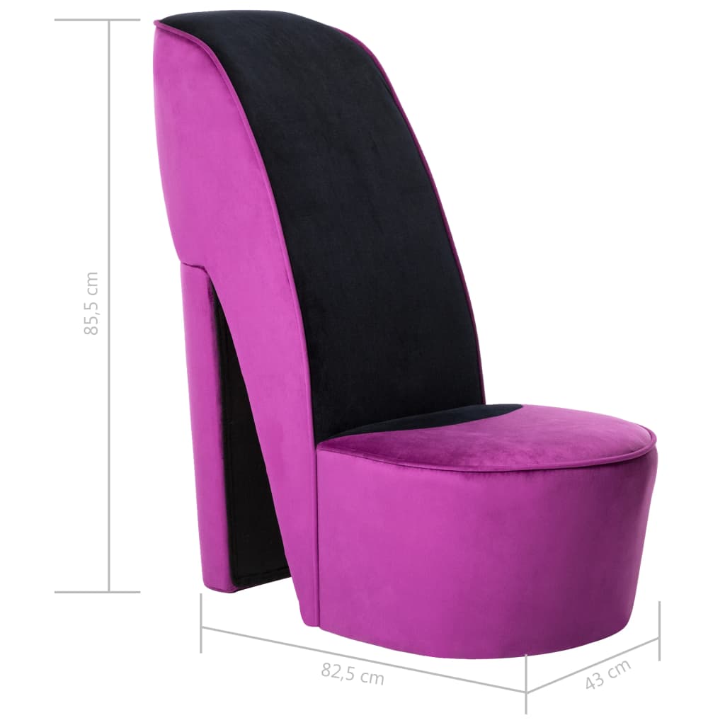 vidaXL Cadeira estilo sapato de salto alto veludo roxo