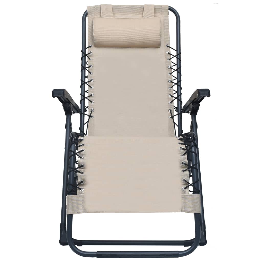 vidaXL Cadeira de pátio dobrável textilene creme