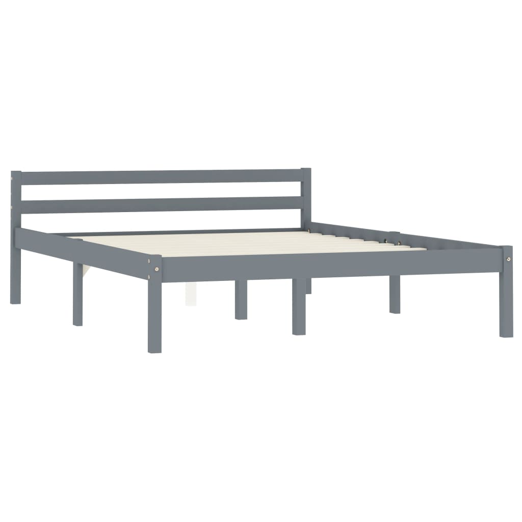 vidaXL Estrutura de cama 140x200 cm madeira pinho maciço cinzento