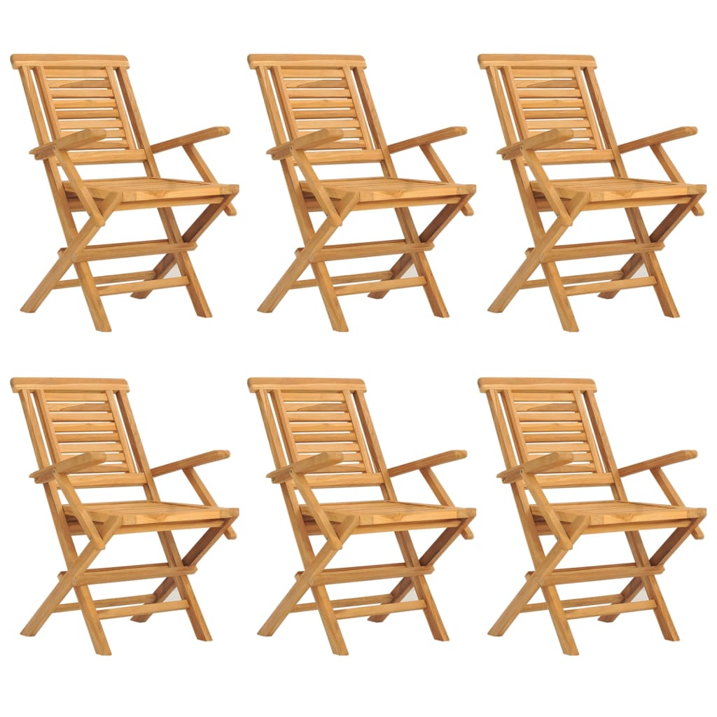 vidaXL Cadeiras de jardim dobráveis 6 pcs 56x63x90 cm teca maciça