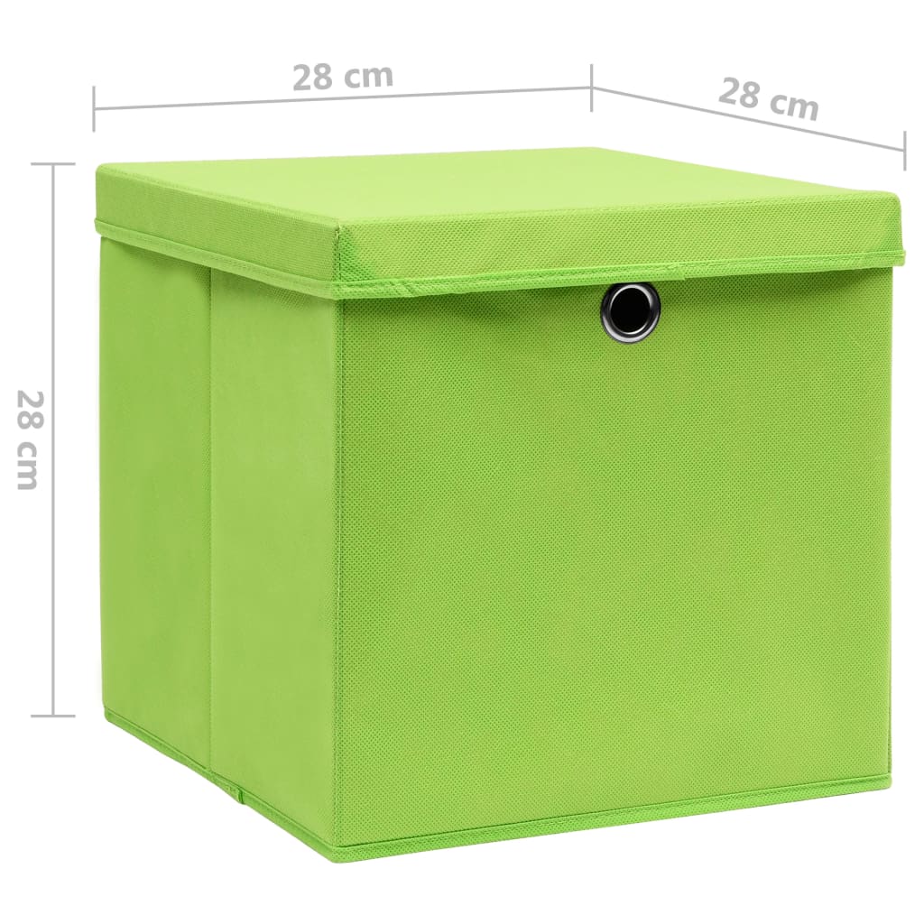 vidaXL Caixas de arrumação com tampas 4 pcs 28x28x28 cm verde