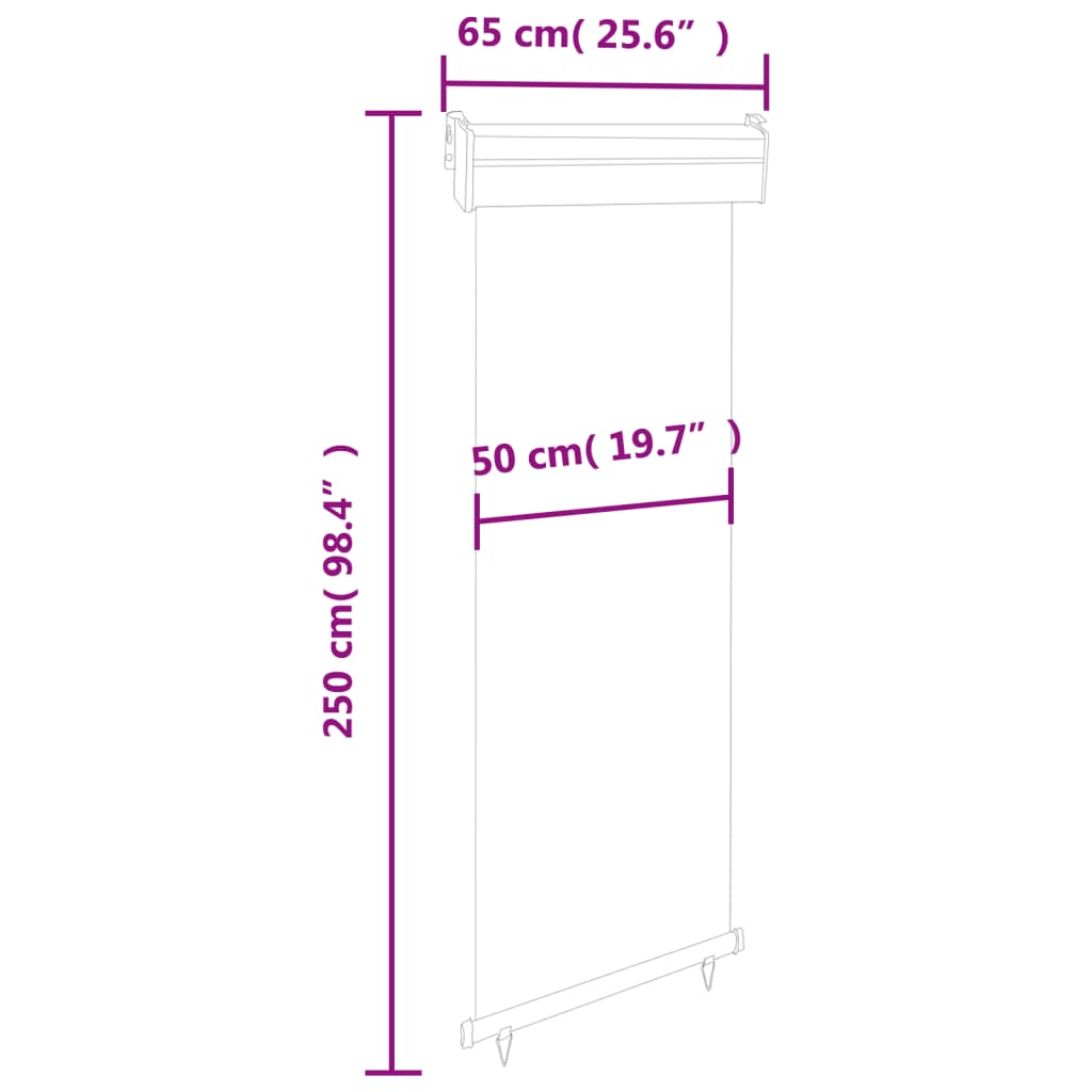 vidaXL Toldo lateral para varanda 60x250 cm castanho
