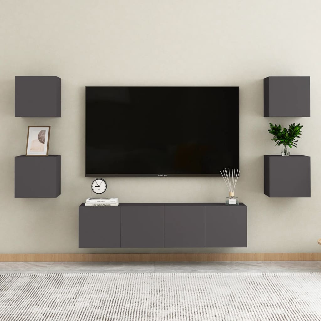 vidaXL Móvel de TV de parede 2 pcs 30,5x30x30 cm cinzento