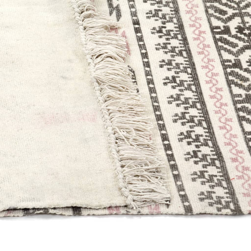 vidaXL Tapete Kilim em algodão 120x180 cm com padrão cinzento/rosa