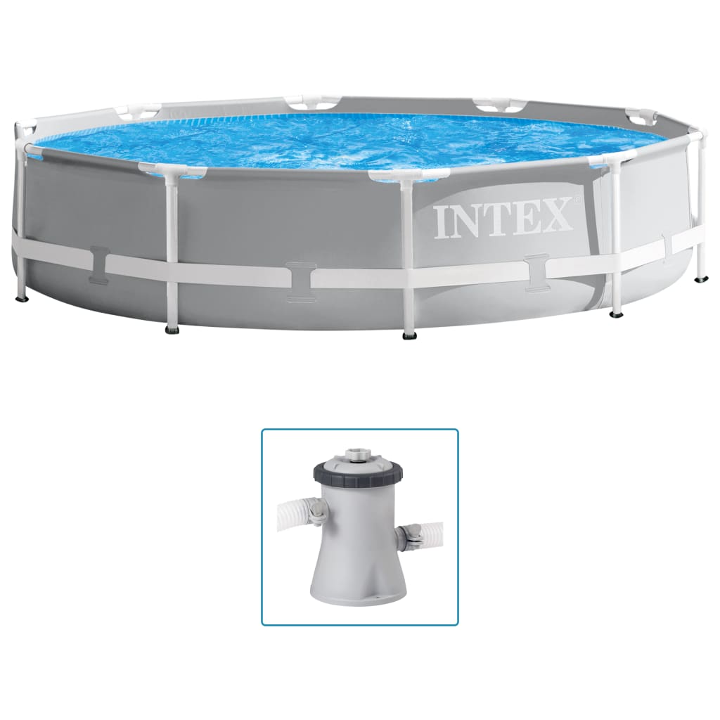Intex Conjunto estrutura de piscina premium formato prisma 305x76 cm