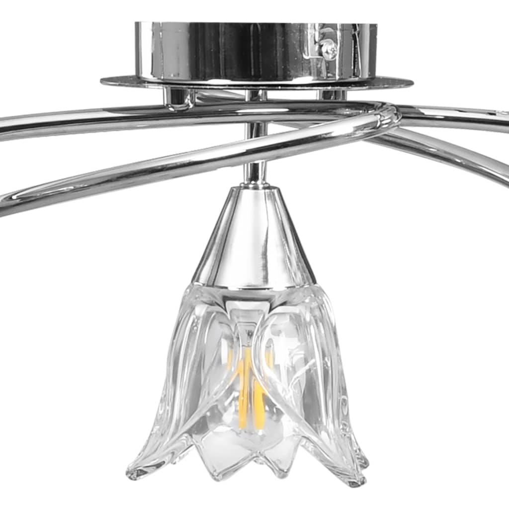 vidaXL Candeeiro de teto c/ abajures de vidro tulipa 5 lâmpadas E14