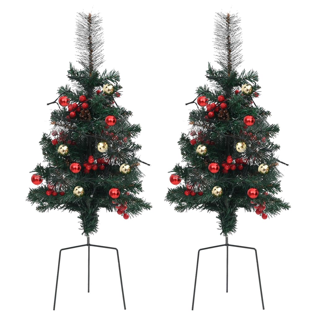 vidaXL Árvore de Natal artificial de exterior pré-iluminada 2 pcs PVC