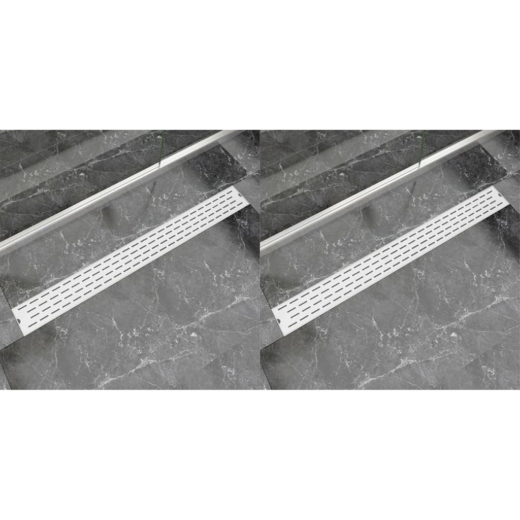 VidaXL Dreno de chuveiro linear 2pcs linhas 1030x140 mm aço inoxidável
