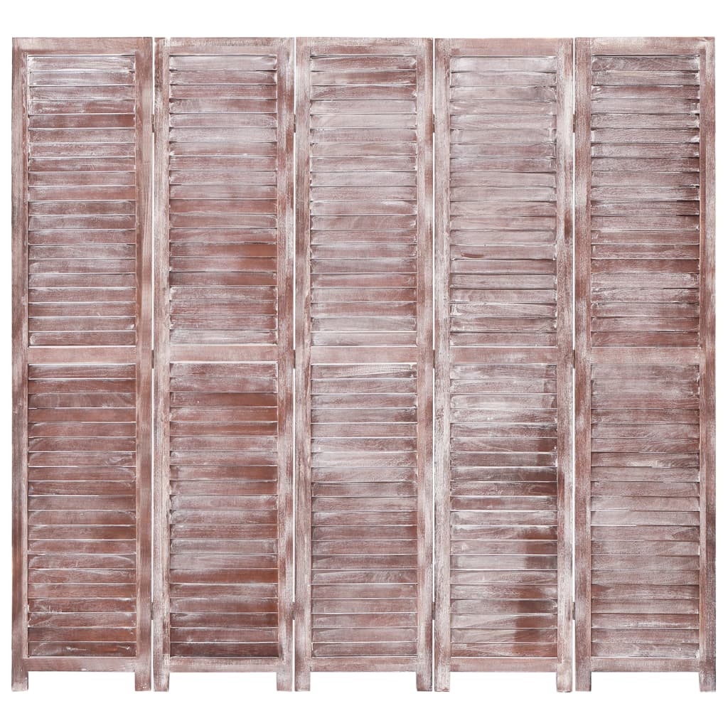 vidaXL Biombo com 5 painéis 175x165 cm madeira castanho