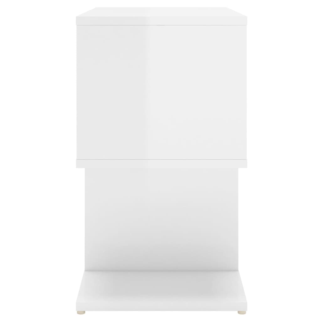 vidaXL Mesa de cabeceira 50x30x51,5 cm contraplacado branco brilhante