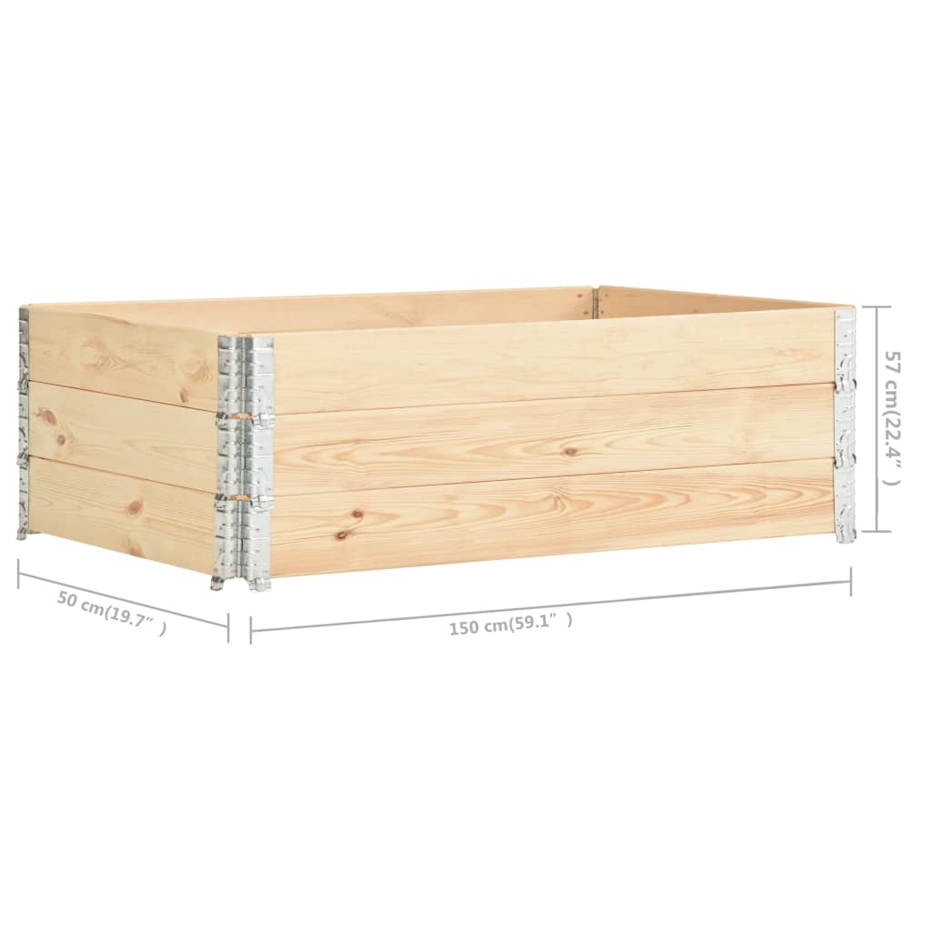 vidaXL Colares para paletes 3 pcs 50x150 cm madeira de pinho maciça