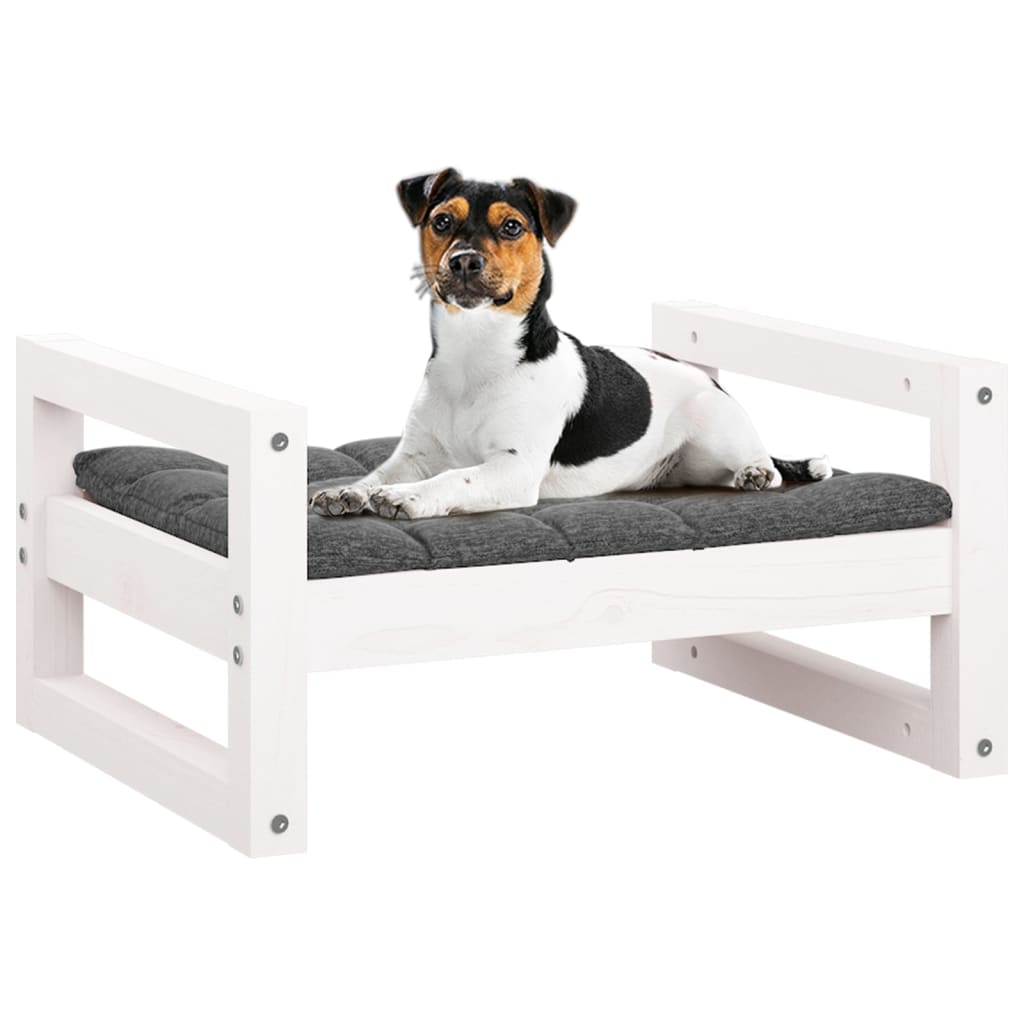 vidaXL Cama para cães 55,5x45,5x28 cm madeira de pinho maciça branco