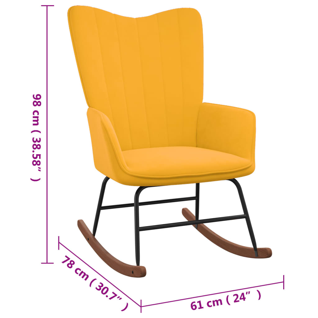 vidaXL Cadeira de baloiço com banco veludo amarelo mostarda