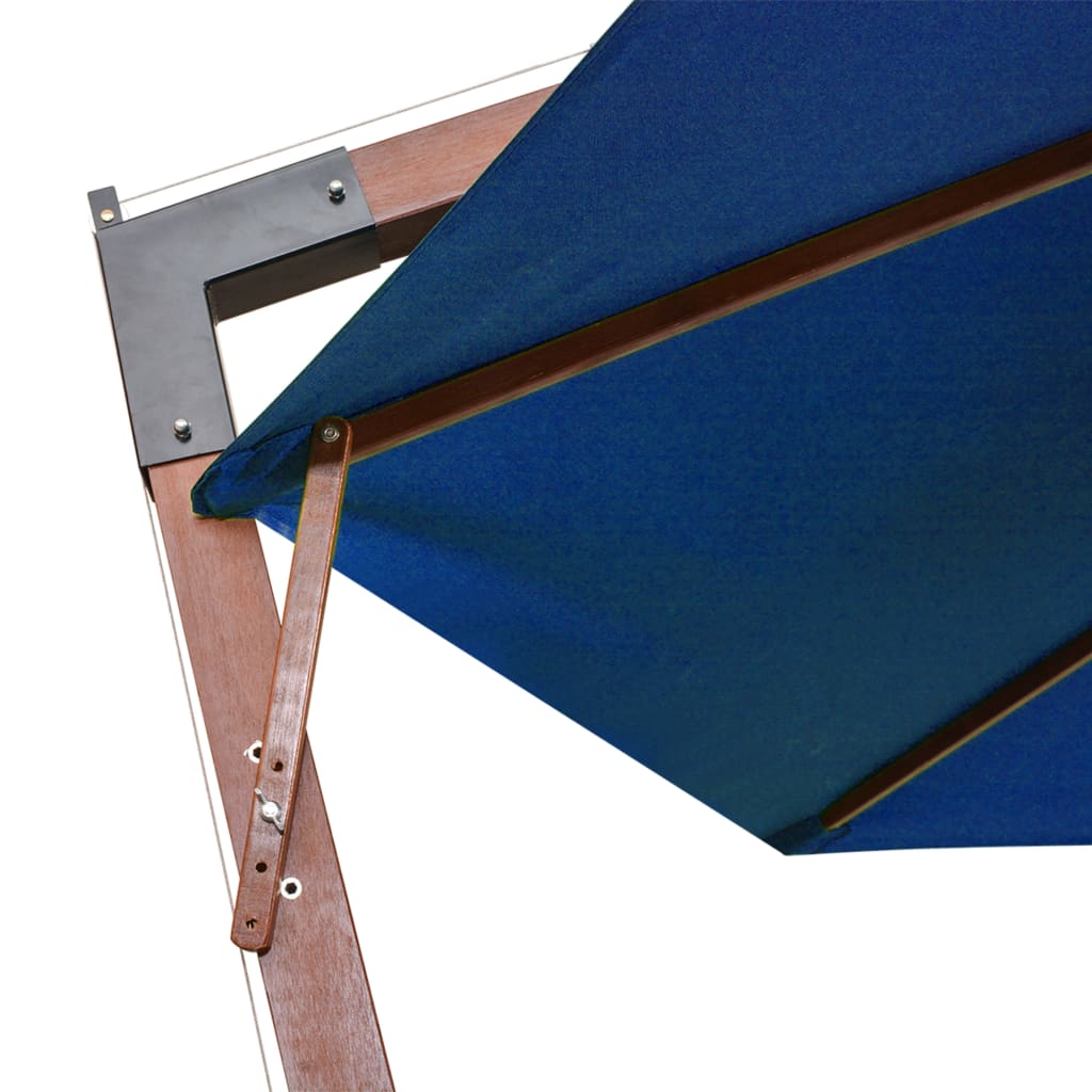 vidaXL Guarda-sol suspenso com poste 3,5x2,9 m abeto maciço azul-ciano