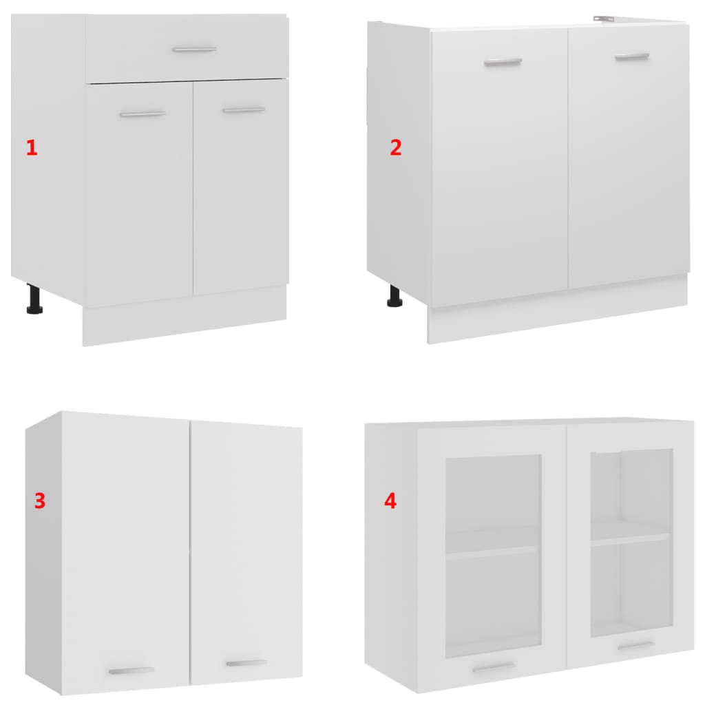 vidaXL 4 pcs conjunto armários de cozinha contraplacado branco