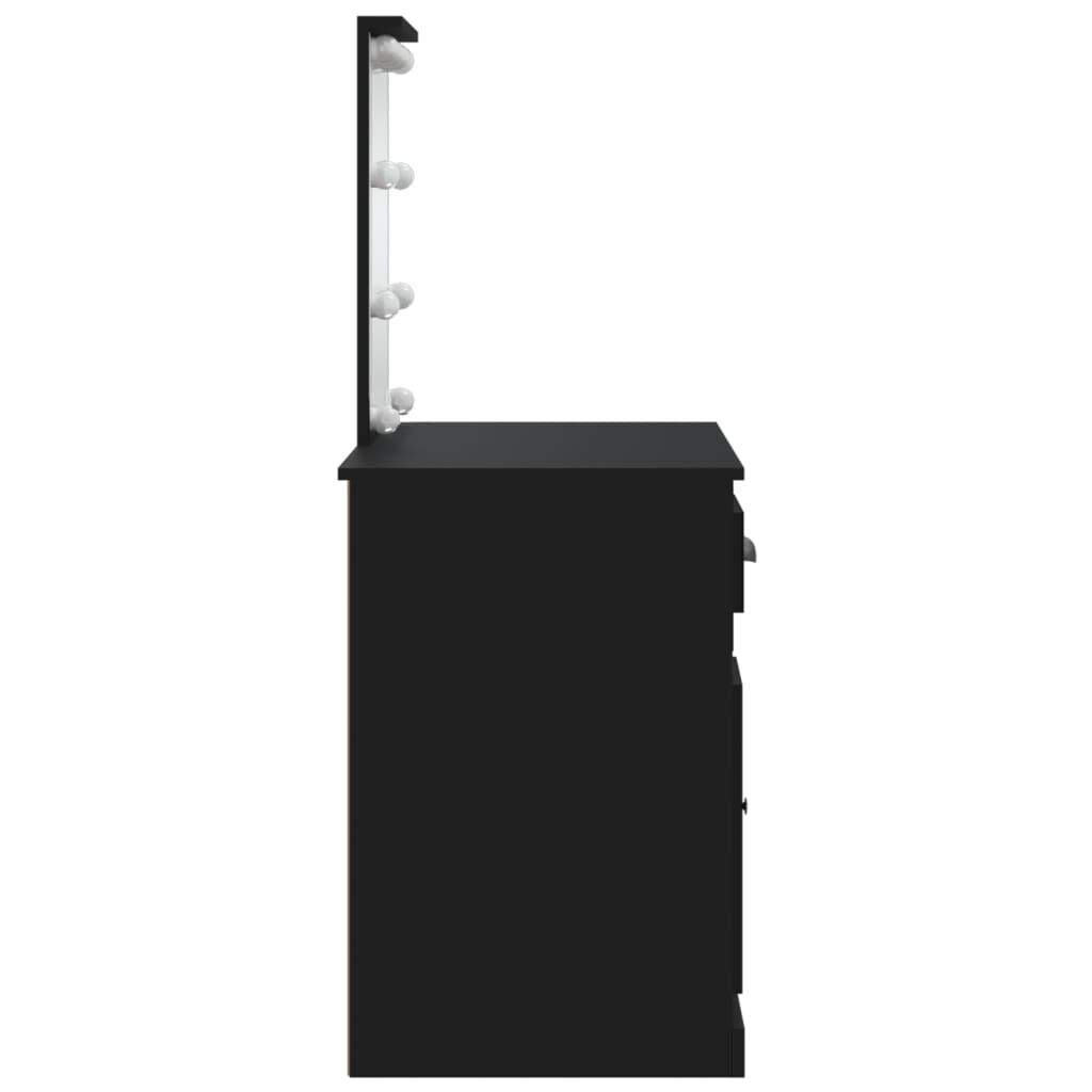 vidaXL Toucador com luzes LED 90x42x132,5 cm preto