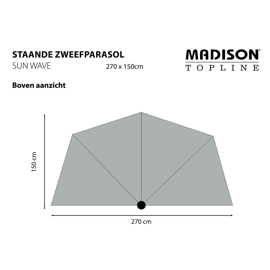 Madison Guarda-sol de varanda Sun Wave 270x150 cm cinzento PAC3P014