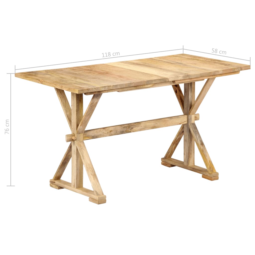 vidaXL Mesa de jantar 118x58x76 cm madeira de mangueira maciça